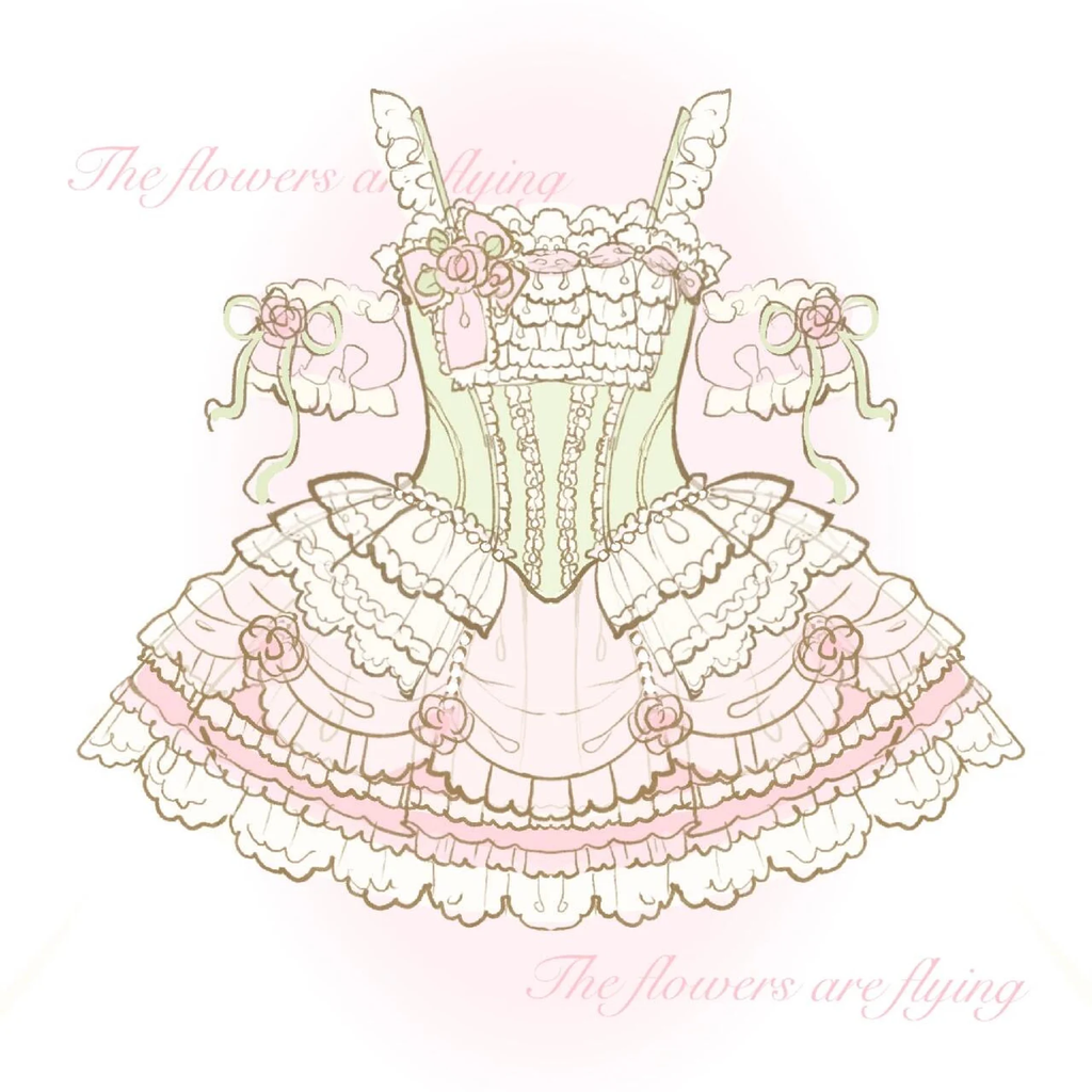 Blooming Flowers Lace Marie Antoinette Style Short Dress