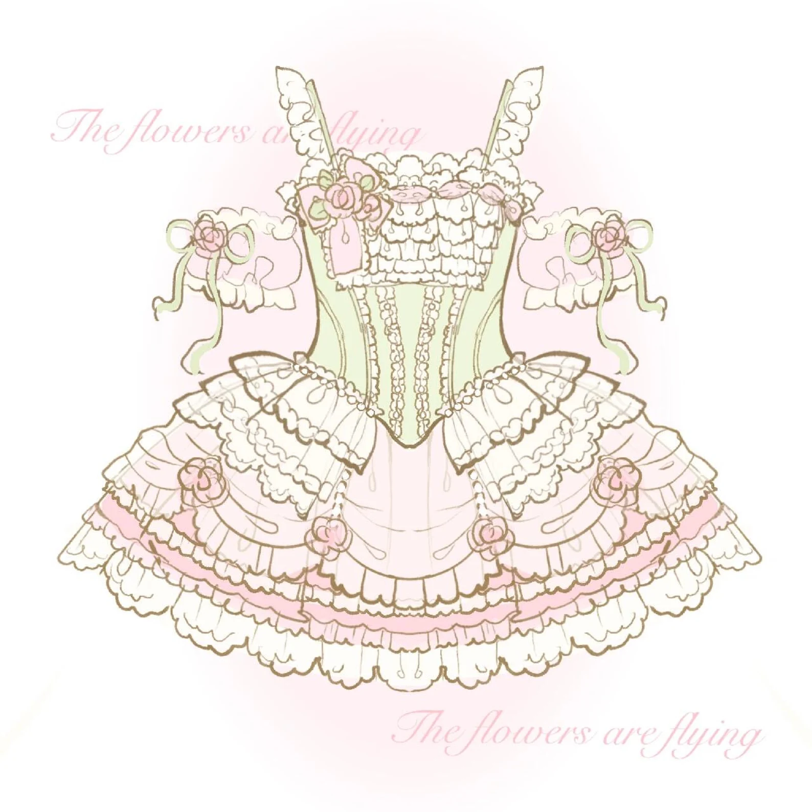 Blooming Flowers Lace Marie Antoinette Style Short Dress