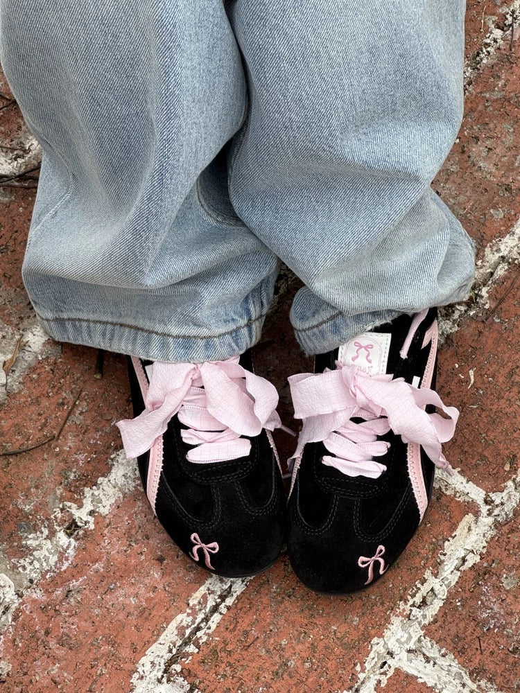 Coquette Aesthetic Pink Bow Sneakers