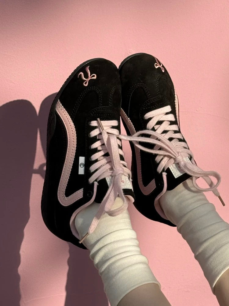 Coquette Aesthetic Pink Bow Sneakers