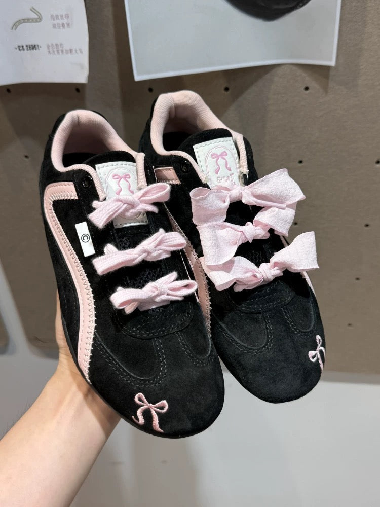 Coquette Aesthetic Pink Bow Sneakers