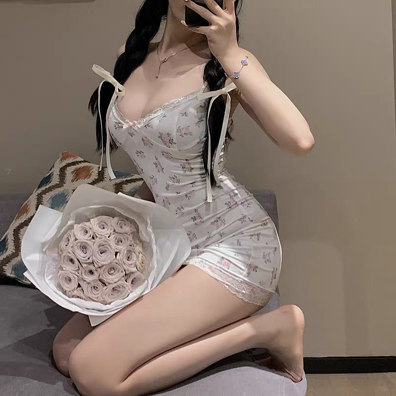 Floral Lace Trim Camisole Bodycon Nightdress