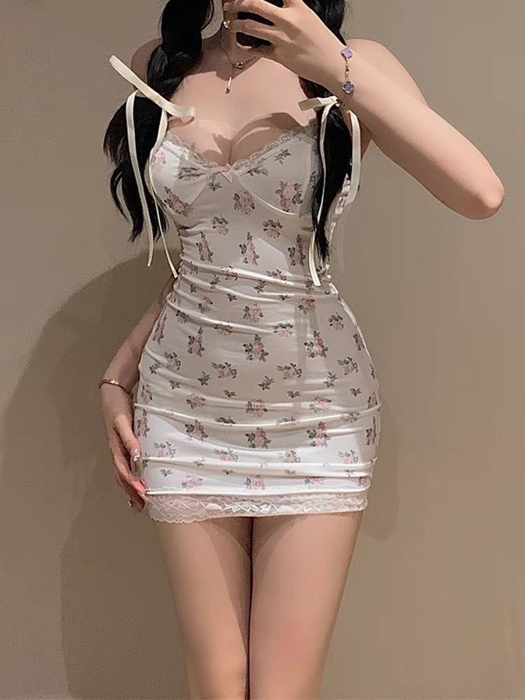 Floral Lace Trim Camisole Bodycon Nightdress
