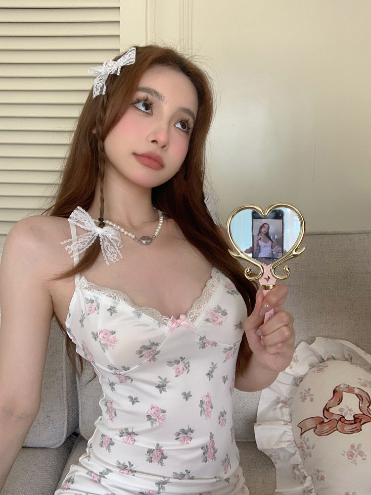 Floral Lace Trim Camisole Bodycon Nightdress