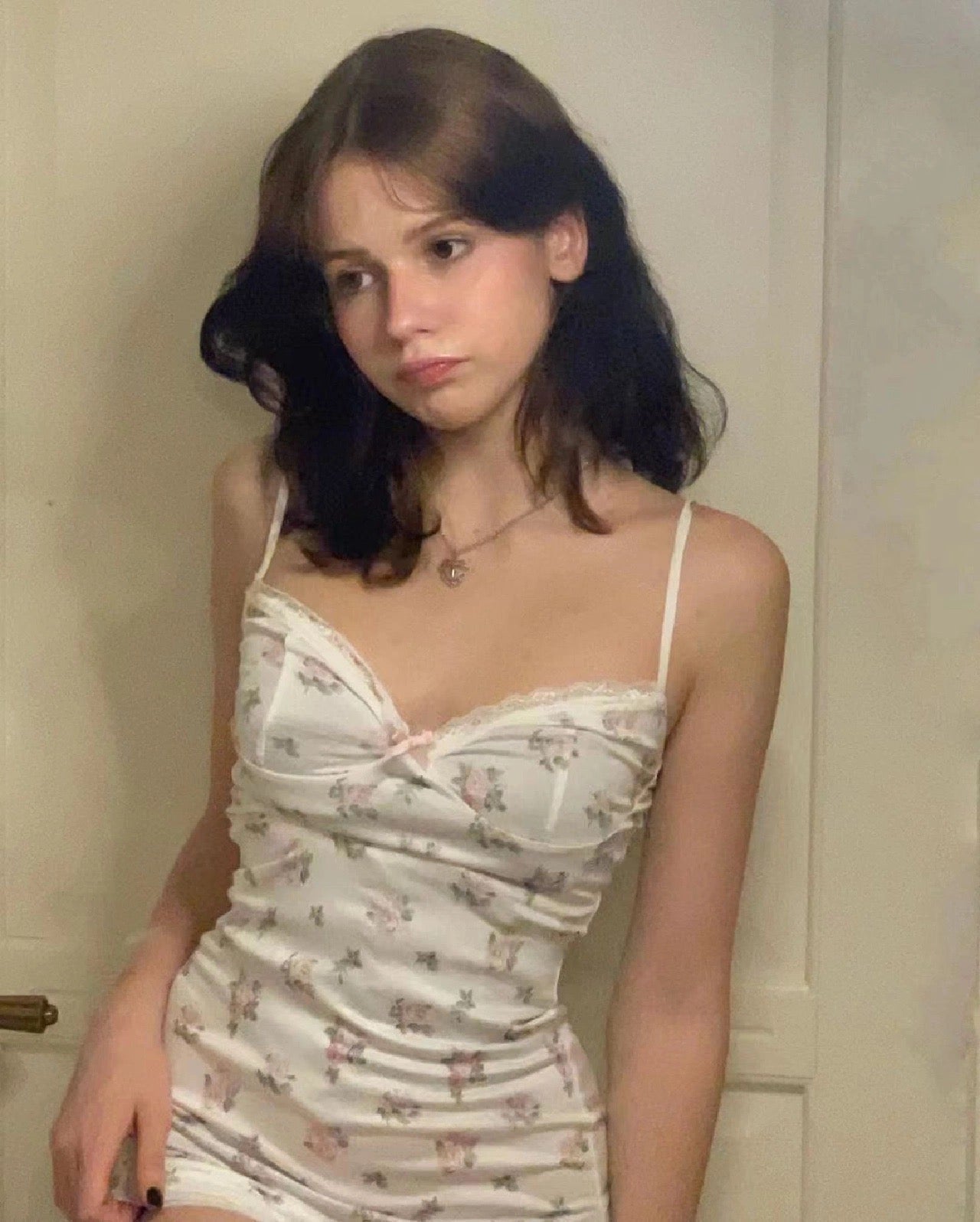 Floral Lace Trim Camisole Bodycon Nightdress