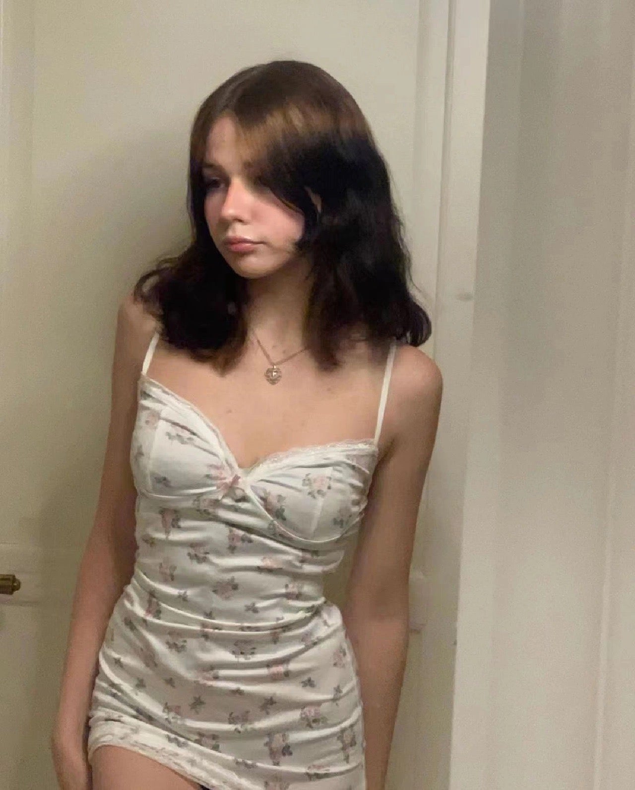 Floral Lace Trim Camisole Bodycon Nightdress