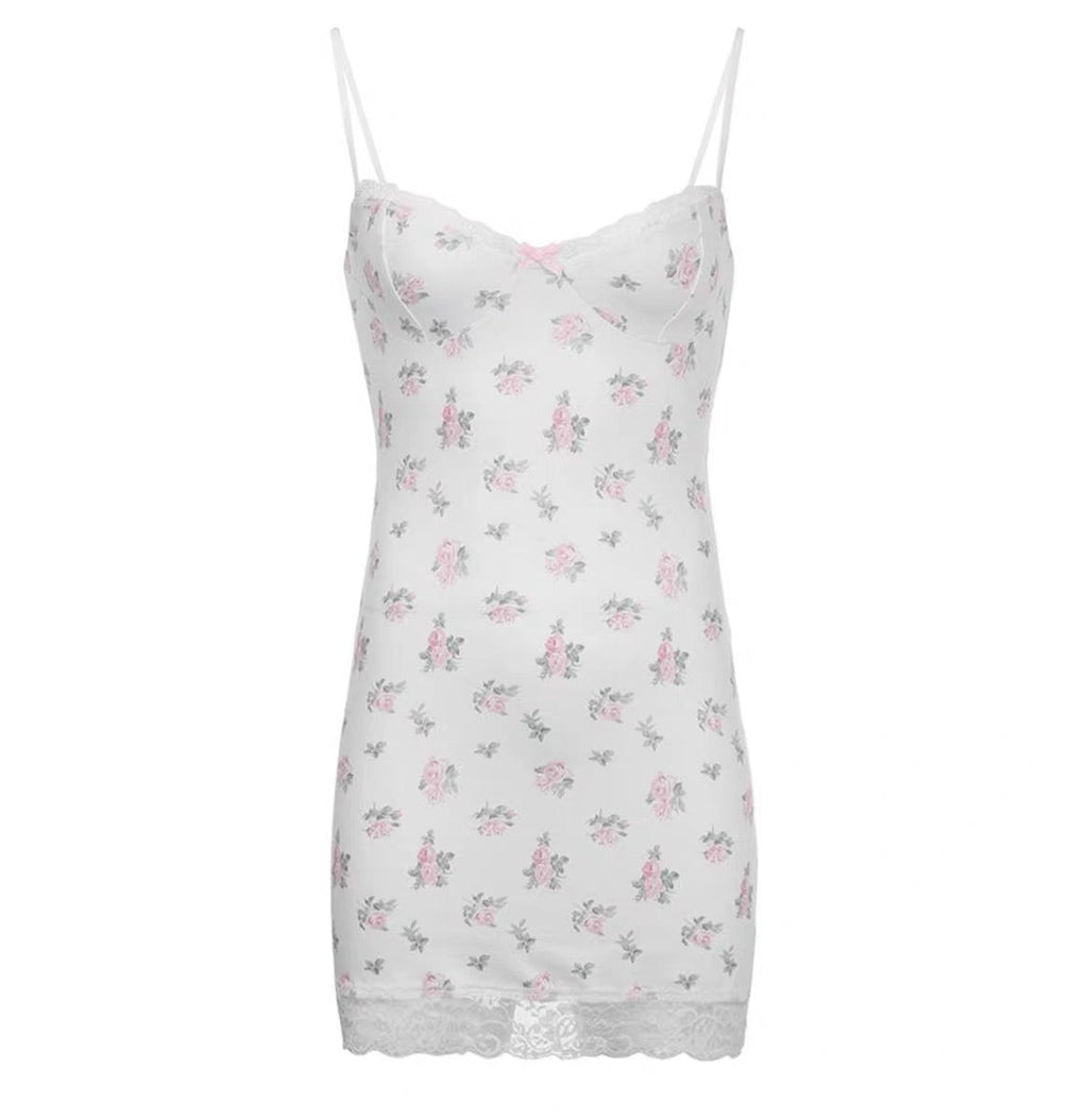 Floral Lace Trim Camisole Bodycon Nightdress