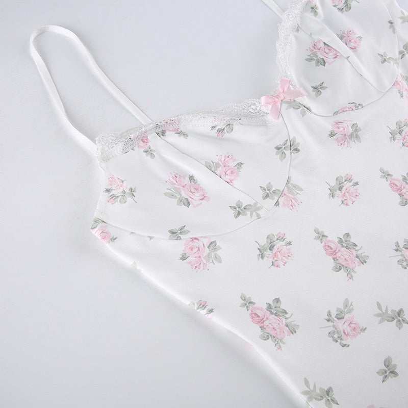 Floral Lace Trim Camisole Bodycon Nightdress