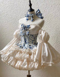 Blue Lace Marie Antoinette Style Short Dress Set