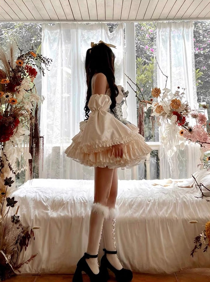 Blue Lace Marie Antoinette Style Short Dress Set