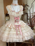 Creamy Lace Marie Antoinette Style Short Dress